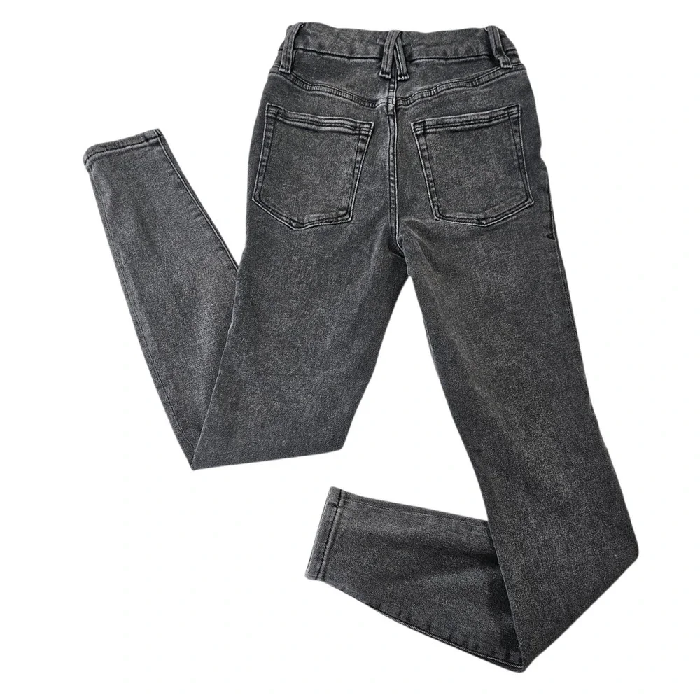 Good American Good Waist Skinny Jeans Washed Charcoal Black Grunge‎ Edgy size 25